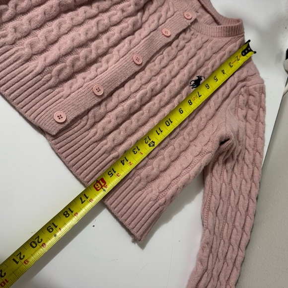 Polo by Ralph Lauren preppy Pink Cable Knit cropped sweater Cardigan - Picture 4 of 4